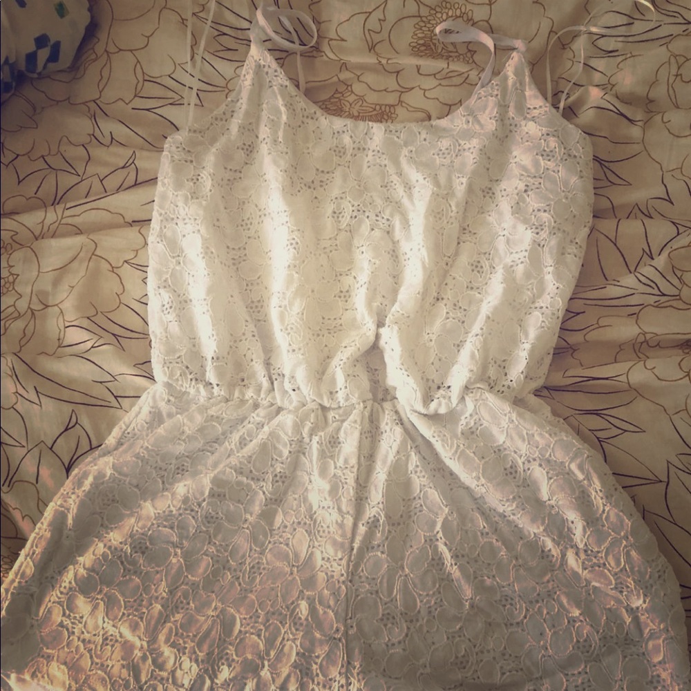 White shirt laced romper